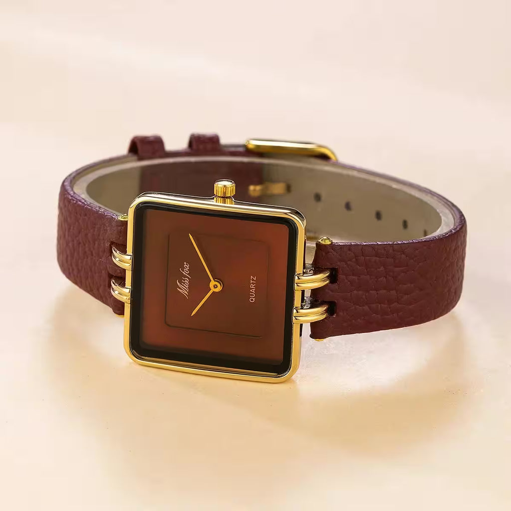 Wine Red Waterproof Belt Ladies Fashion Quartz Clock Watches - Women's Fashion - View 5