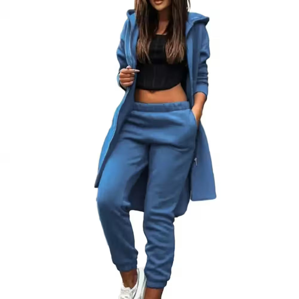 Pants Set Tracksuit Zipper Hooded Coat - Additional View 5