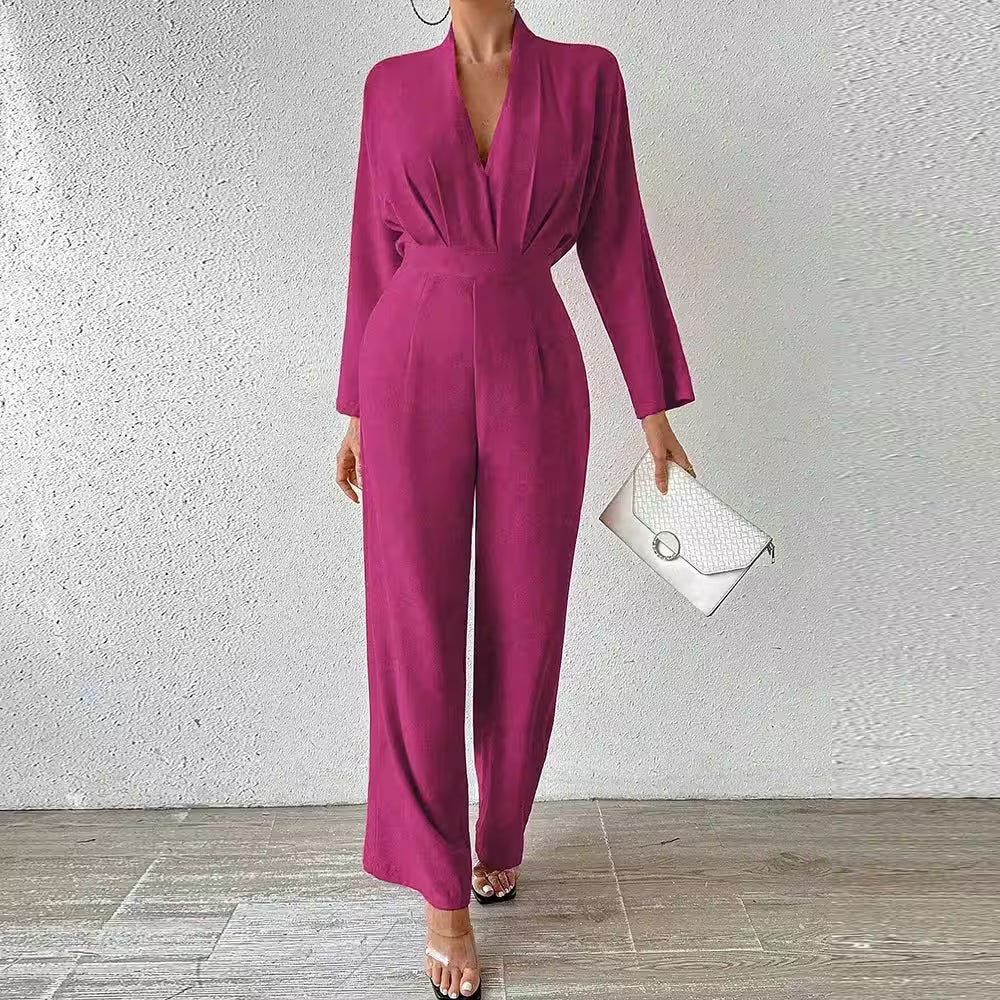 Jumpsuits Long Sleeve V-Neck Ankle Office Lady - Additional View 5