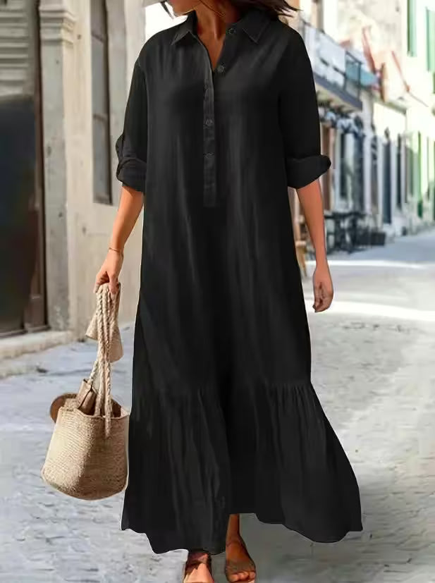 Plus Size Dress Office Lady Spring  Elegant Solid - Women's Fashion - View 6