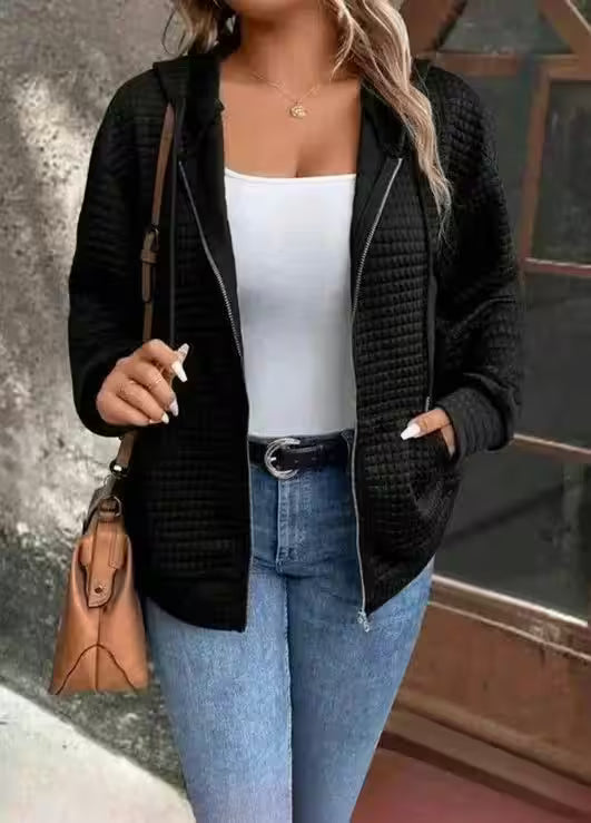 Clothing - Autumn color pocket hooded zipper Jacket