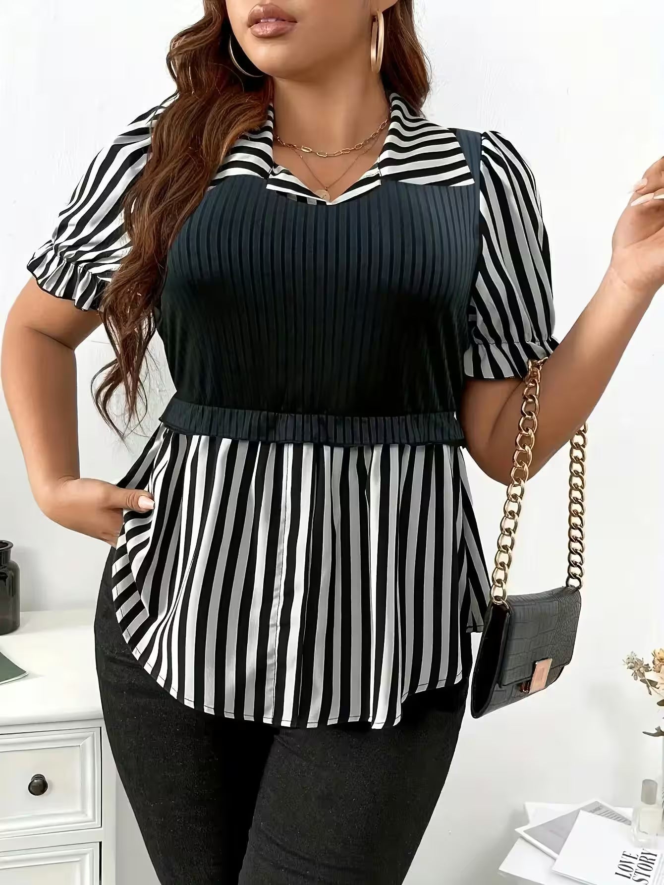 Dresses - Plus Size Fashion Elegant Black Top for Women