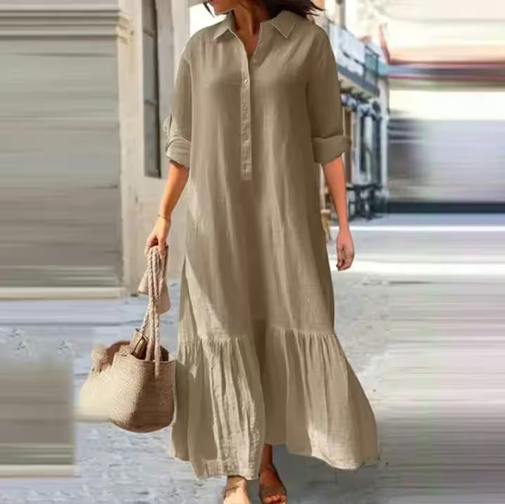 Plus Size Dress Office Lady Spring  Elegant Solid - Women's Fashion - View 11