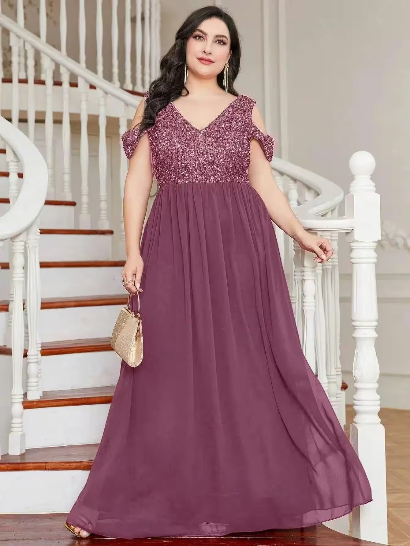 Chiffon Formal Evening Party Sparkle Dress - Additional View 9