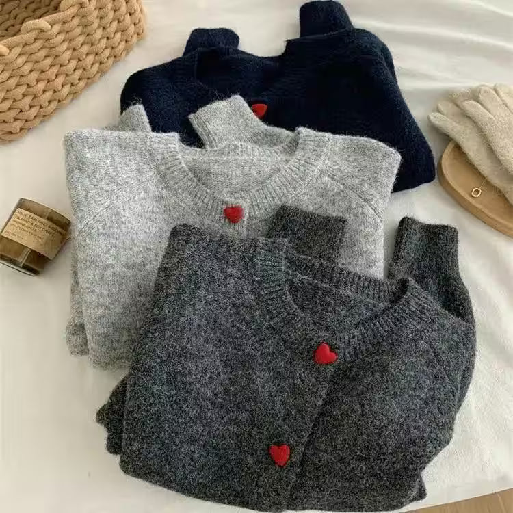 Deep Grey Wool Knitted Cardigan - Women's Fashion - View 4