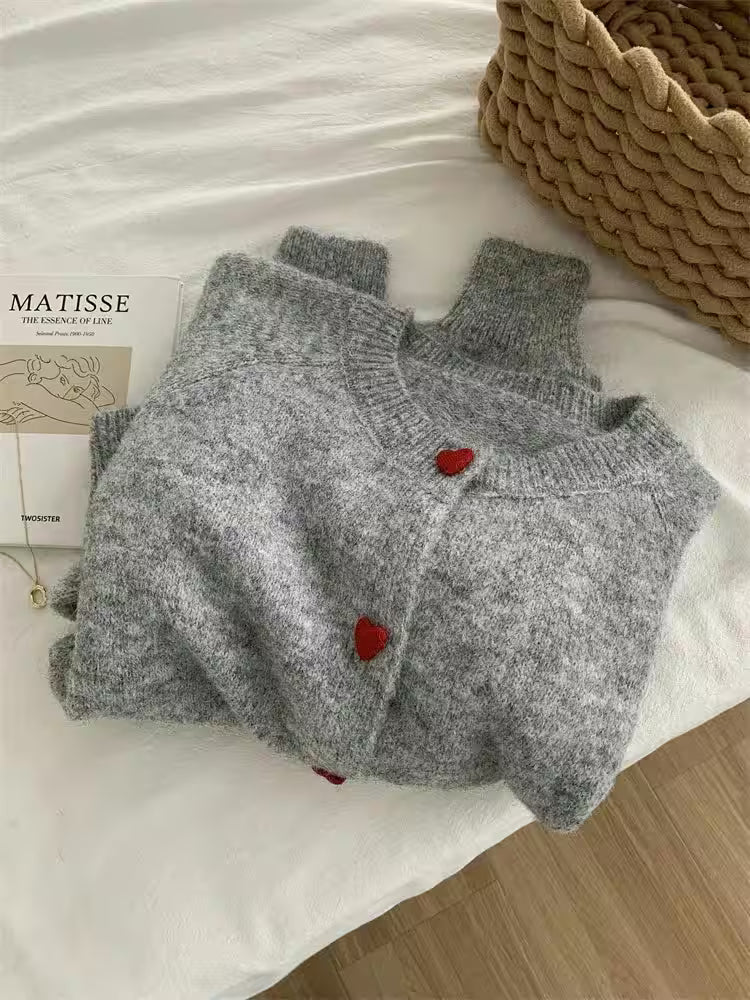 Deep Grey Wool Knitted Cardigan - Women's Fashion - View 8