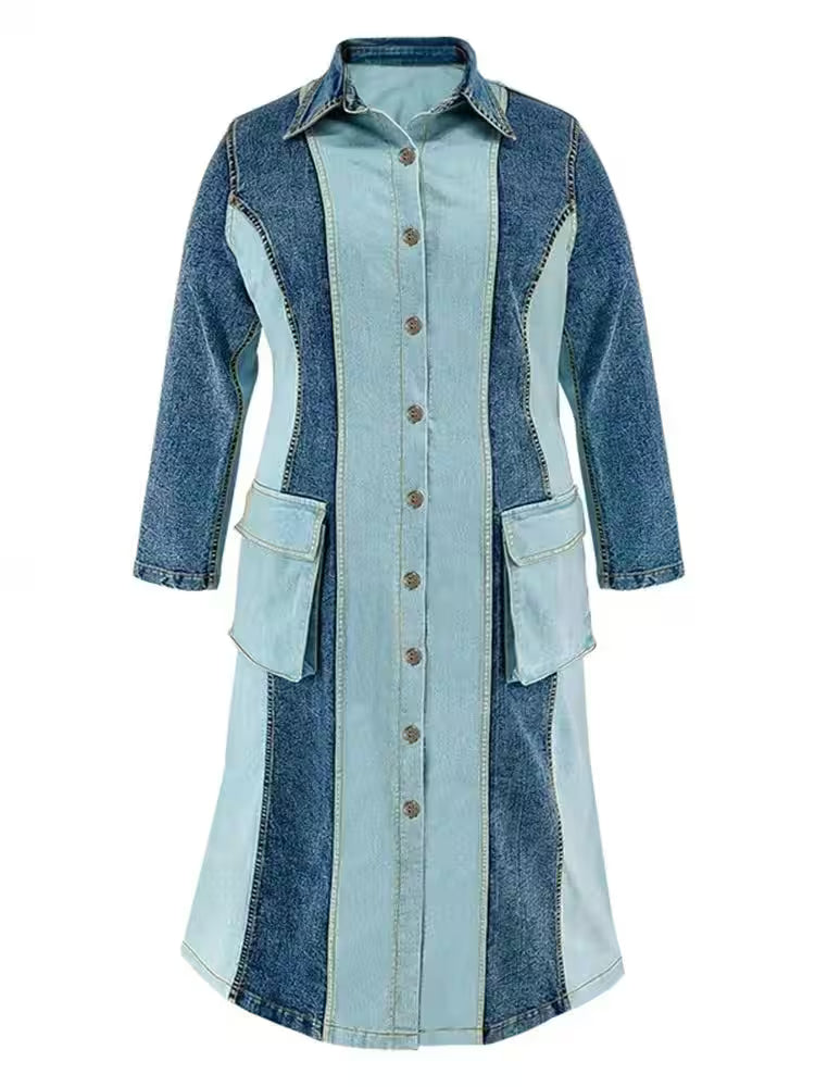 Plus Size Denim Dresses Long Sleeve Casual - Additional View 4