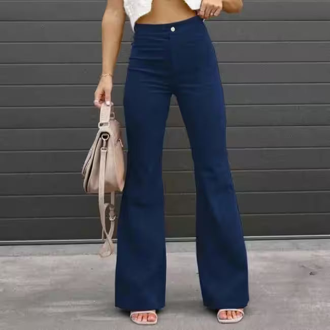 Casual Trousers Autumn Winter Solid High-waist Flare - Additional View 7