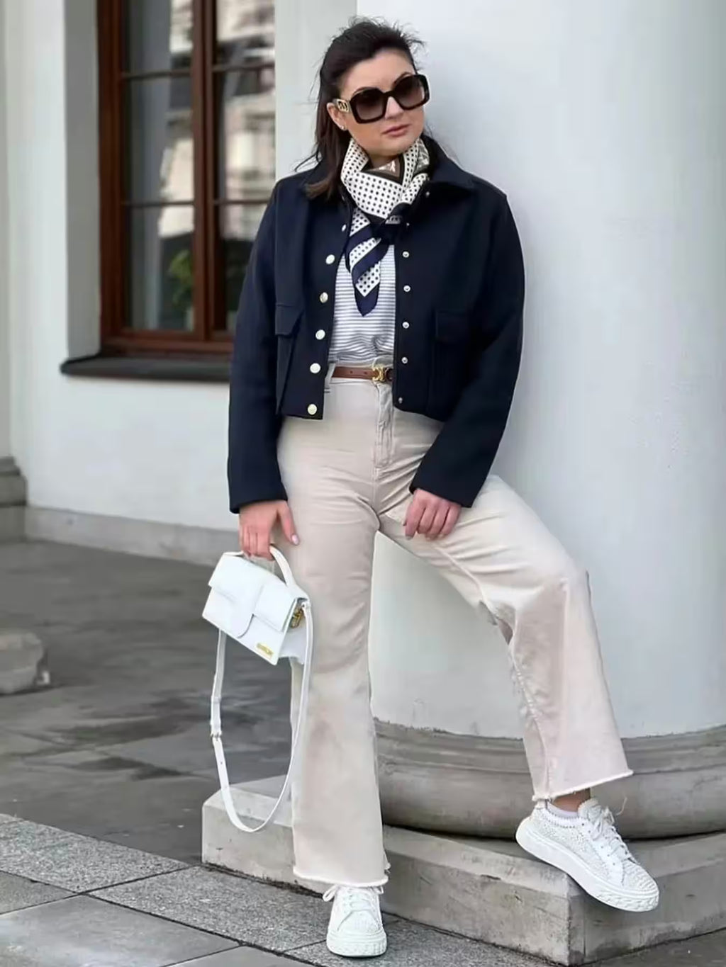 Jacket Women Button Cropped - Women's Fashion - View 3