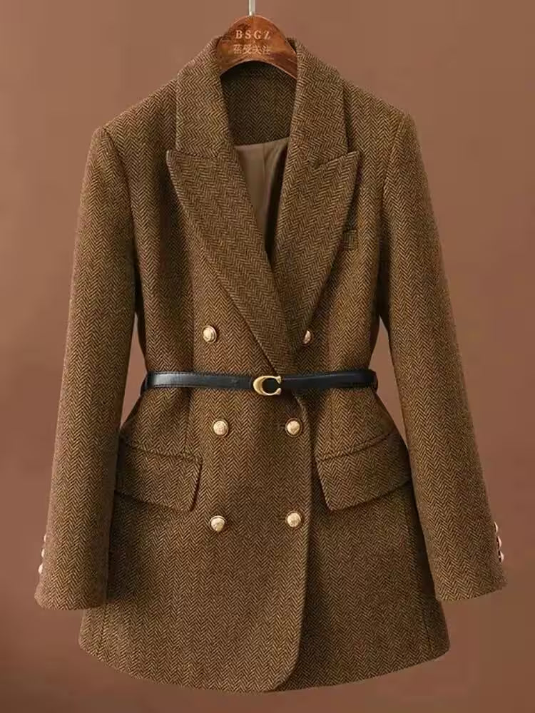 Tops - Coat Comes With Belt A Vintage Wool  Autumn And Winter for Women