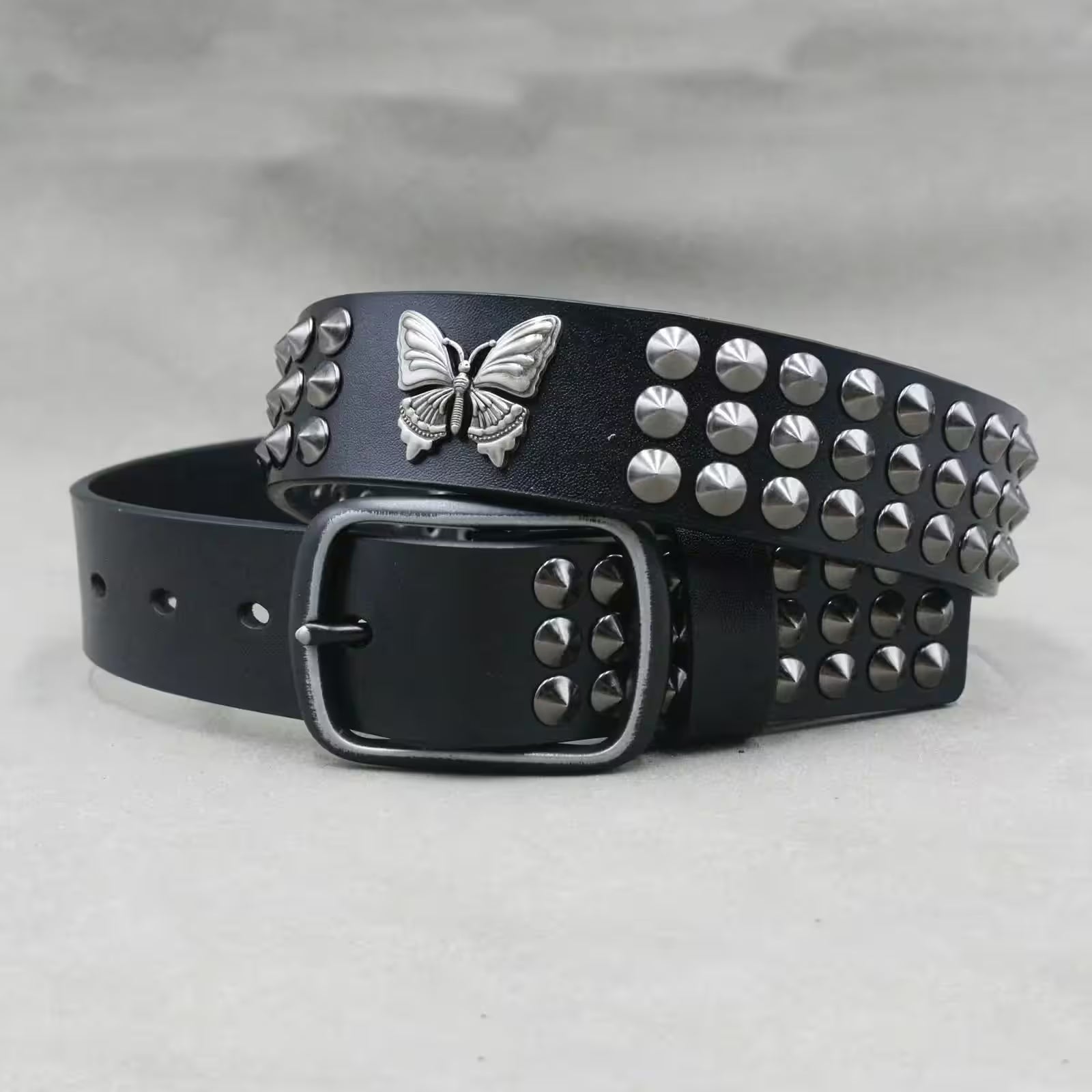 Nice Rivet Genuine Leather Belt Goth Style - Additional View 16