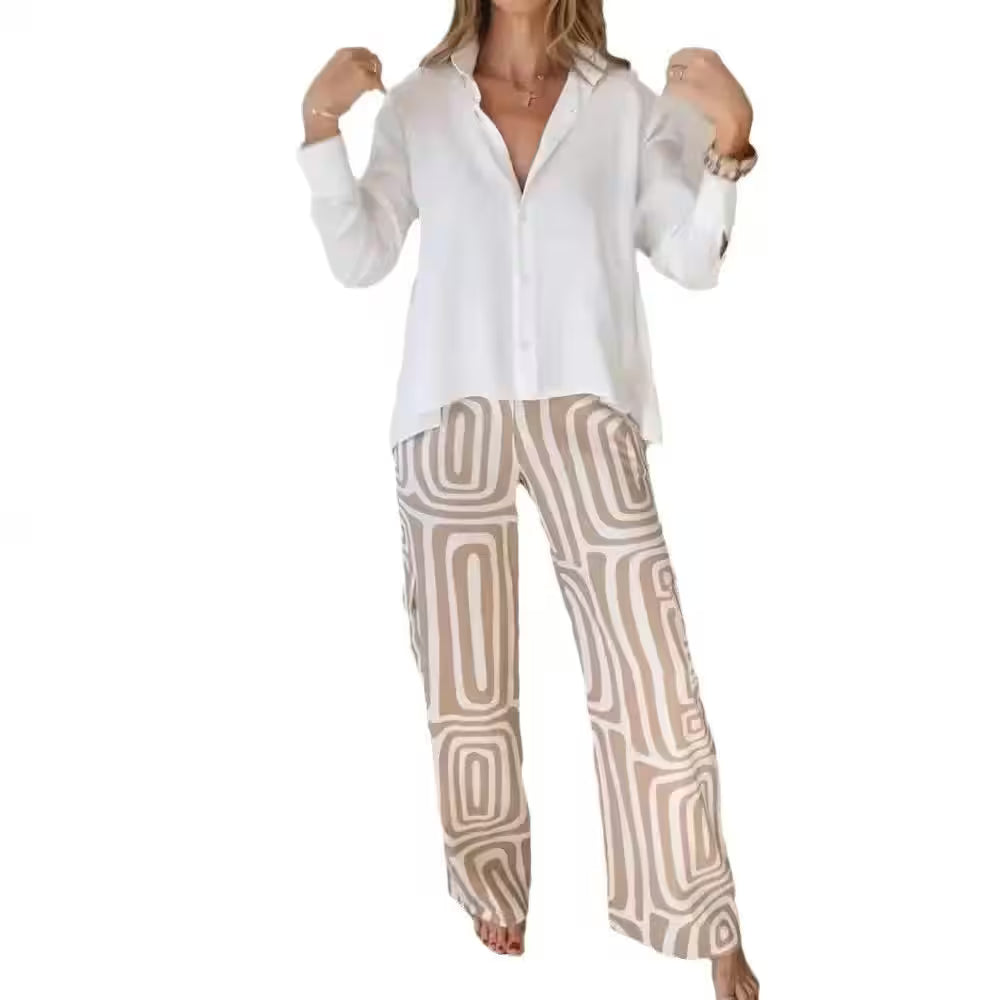 Shirt Elastic Waist Print Trousers 2Piece Set spring 2025 - Additional View 5