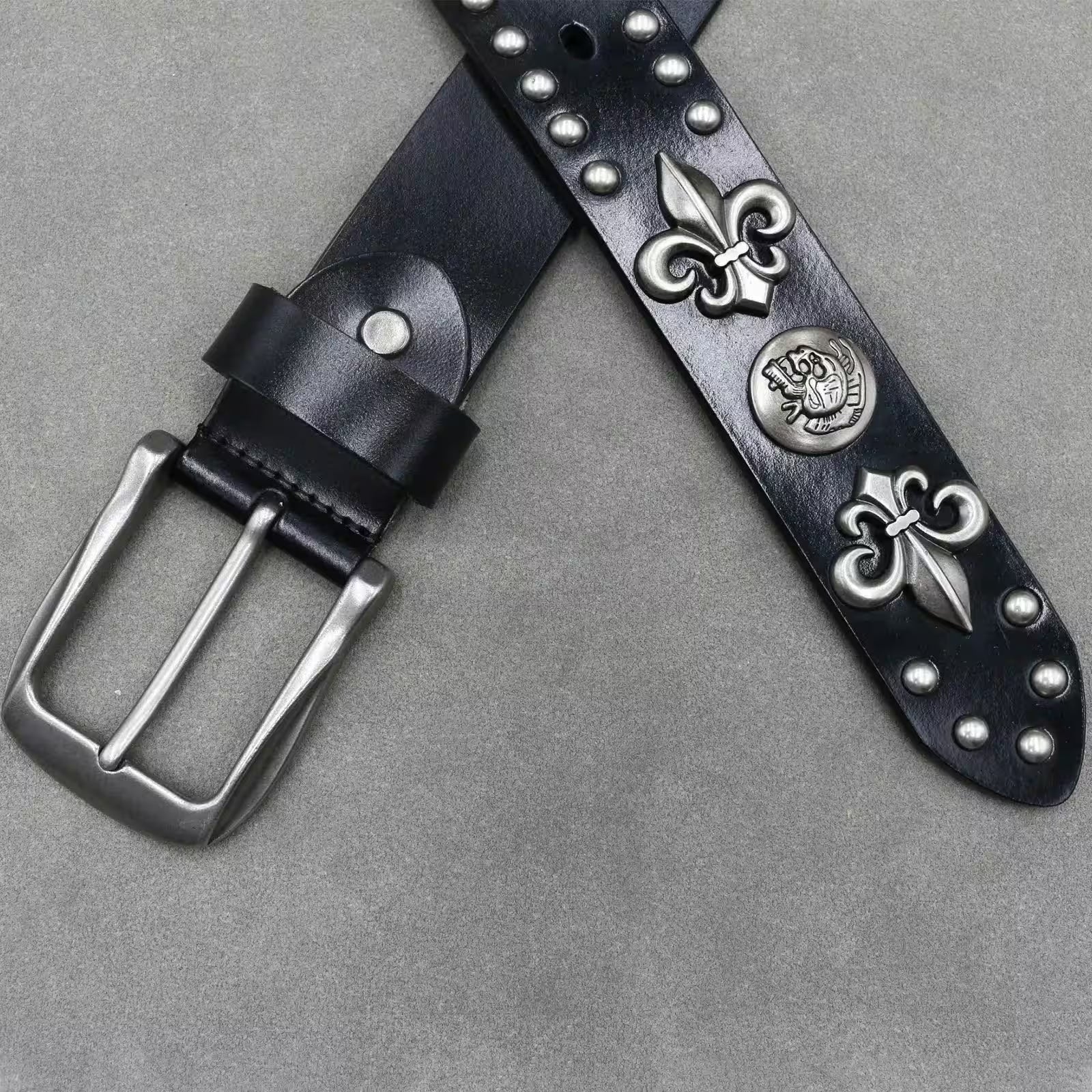 Nice Rivet Genuine Leather Belt Goth Style - Additional View 7