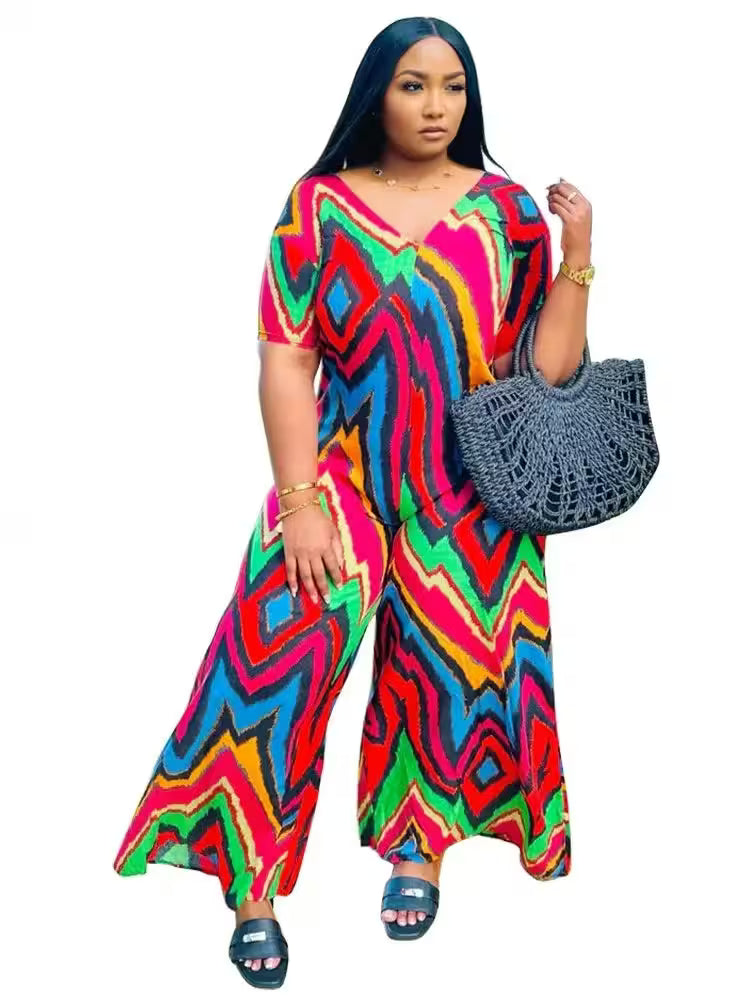 Striped Print Fashion Loose Casual Ladies Jumpsuits - Additional View 2