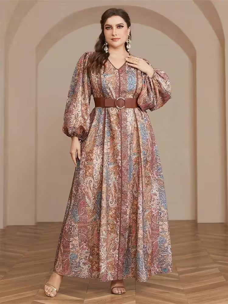 Plus Size Maxi Dresses Luxury  V-neck Print - Women's Fashion - View 5
