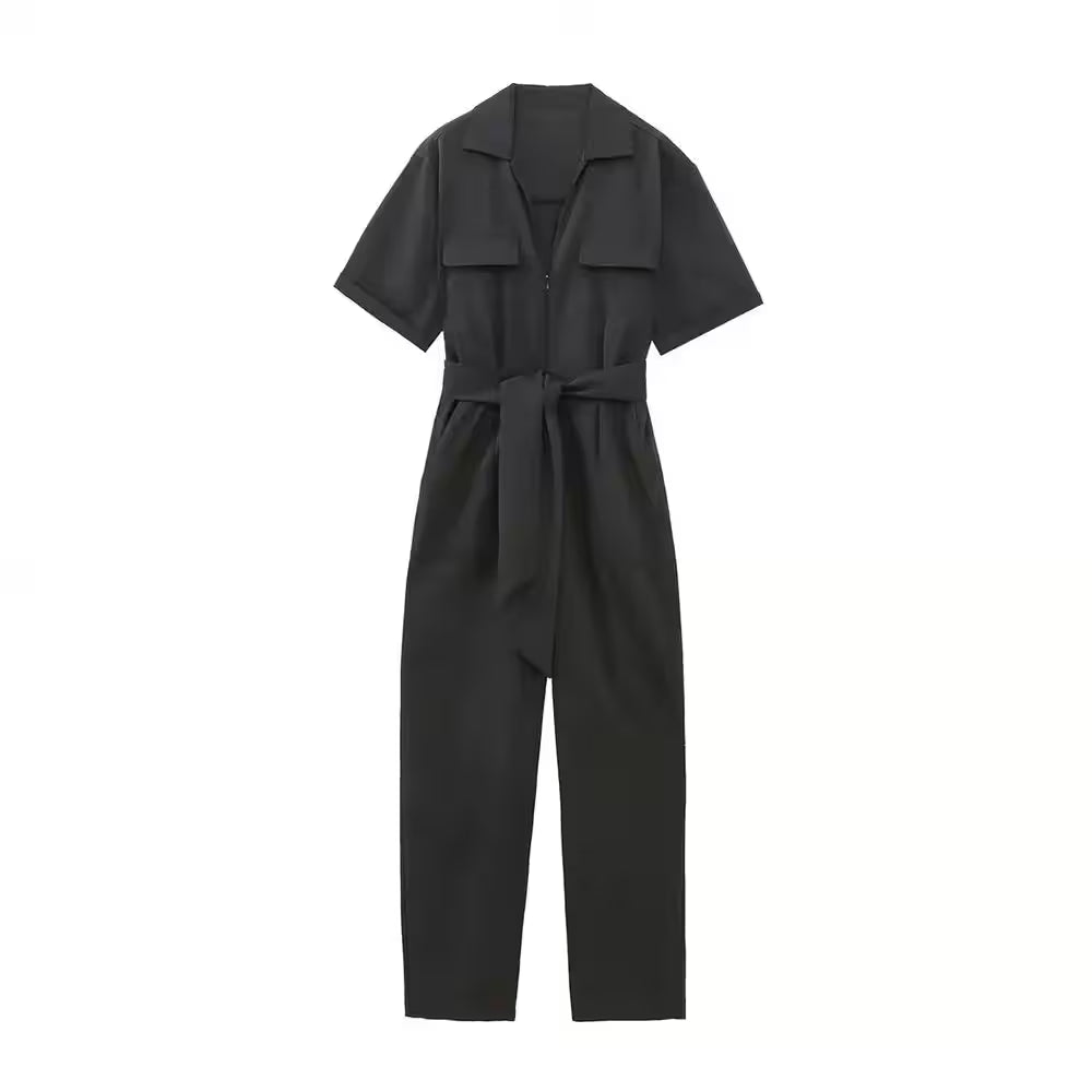 Jumpsuits Vintage Short Sleeve Side Pockets - Additional View 7