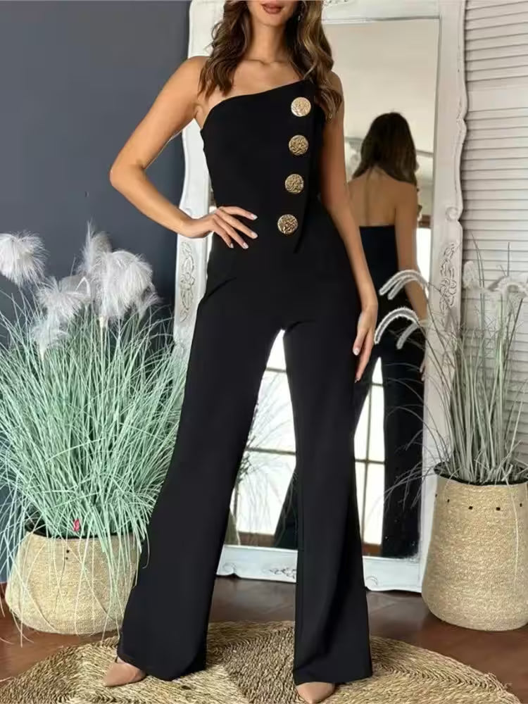 Bottoms - Sexy Asymmetrical Bandeau Strapless Jumpsuits