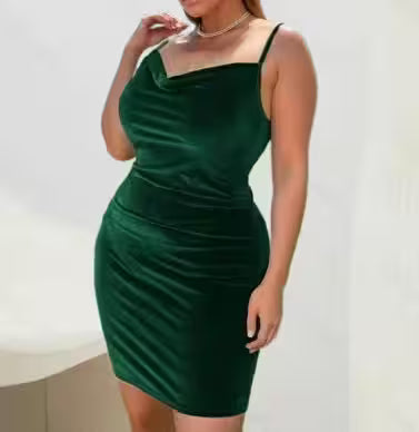 Plus Size Solid Ruched Cami Dress Casual - Additional View 4