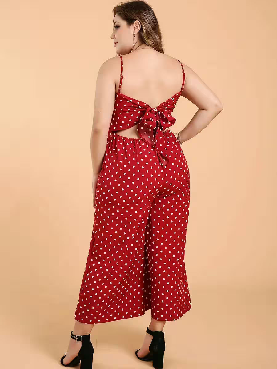 Plus Size Jumpsuits Sleeveless Polka Dots - Additional View 4