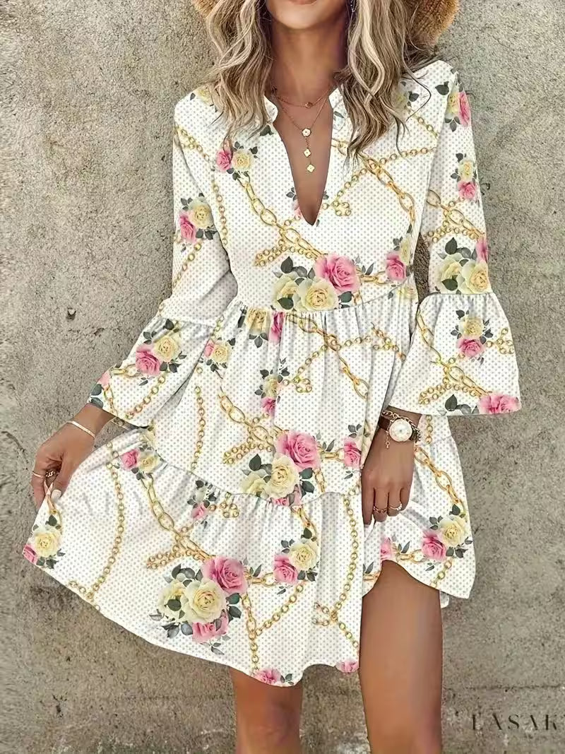 Plus Size Boho Dress Plus Allover Floral Print - Women's Fashion - View 3
