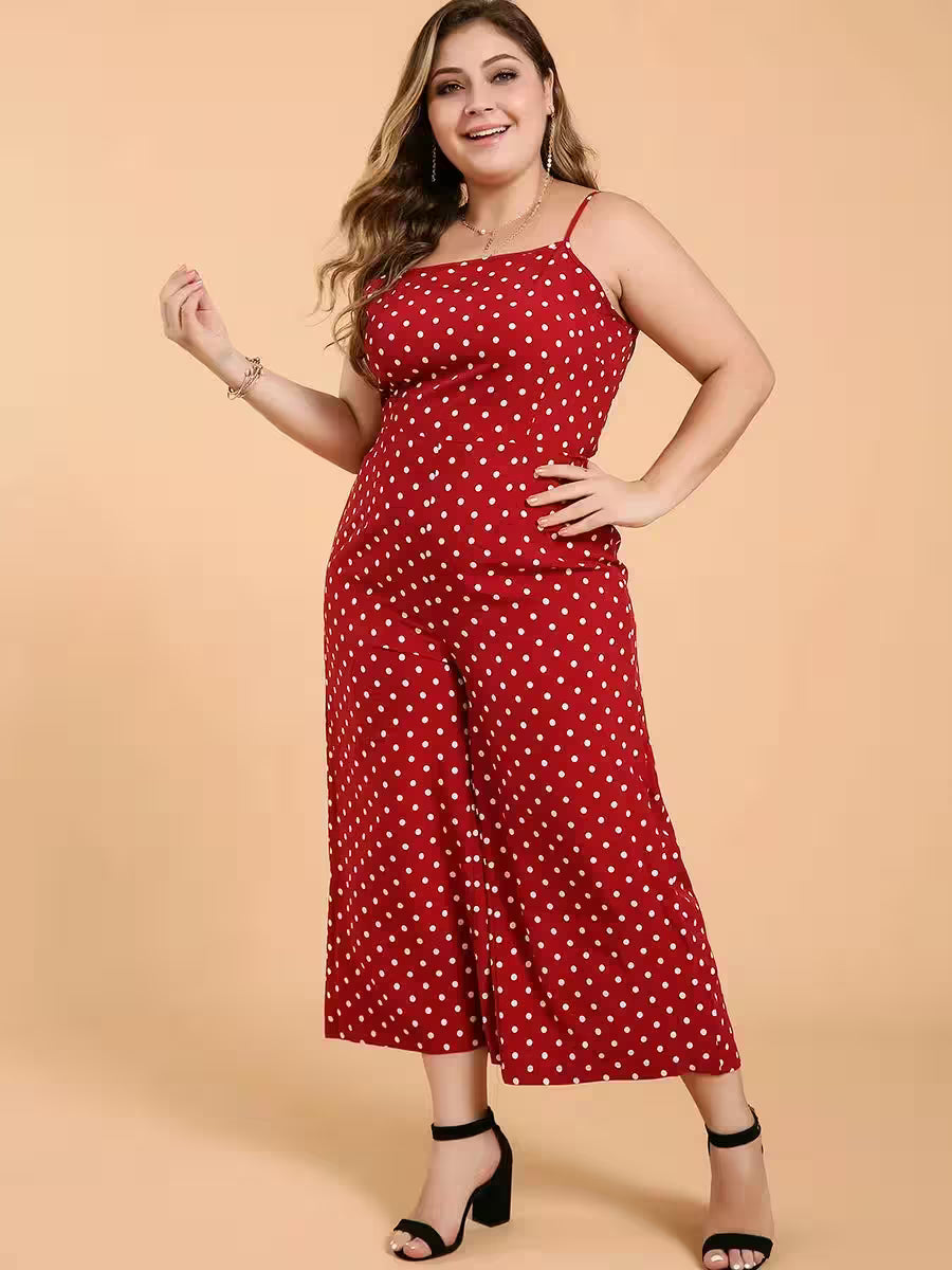 Plus Size Jumpsuits Sleeveless Polka Dots - Additional View 3