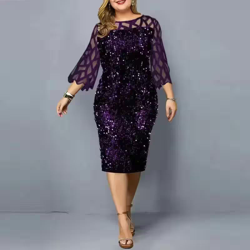 Party Dress 3/4 Sleeves Plus Size Mid - Additional View 5
