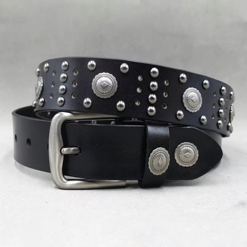 Nice Rivet Genuine Leather Belt Goth Style - Additional View 13