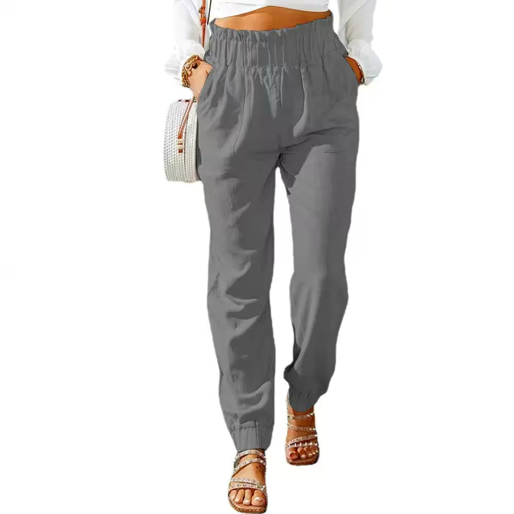 Ruffled Elastic Waistband High Waisted Pants - Additional View 10