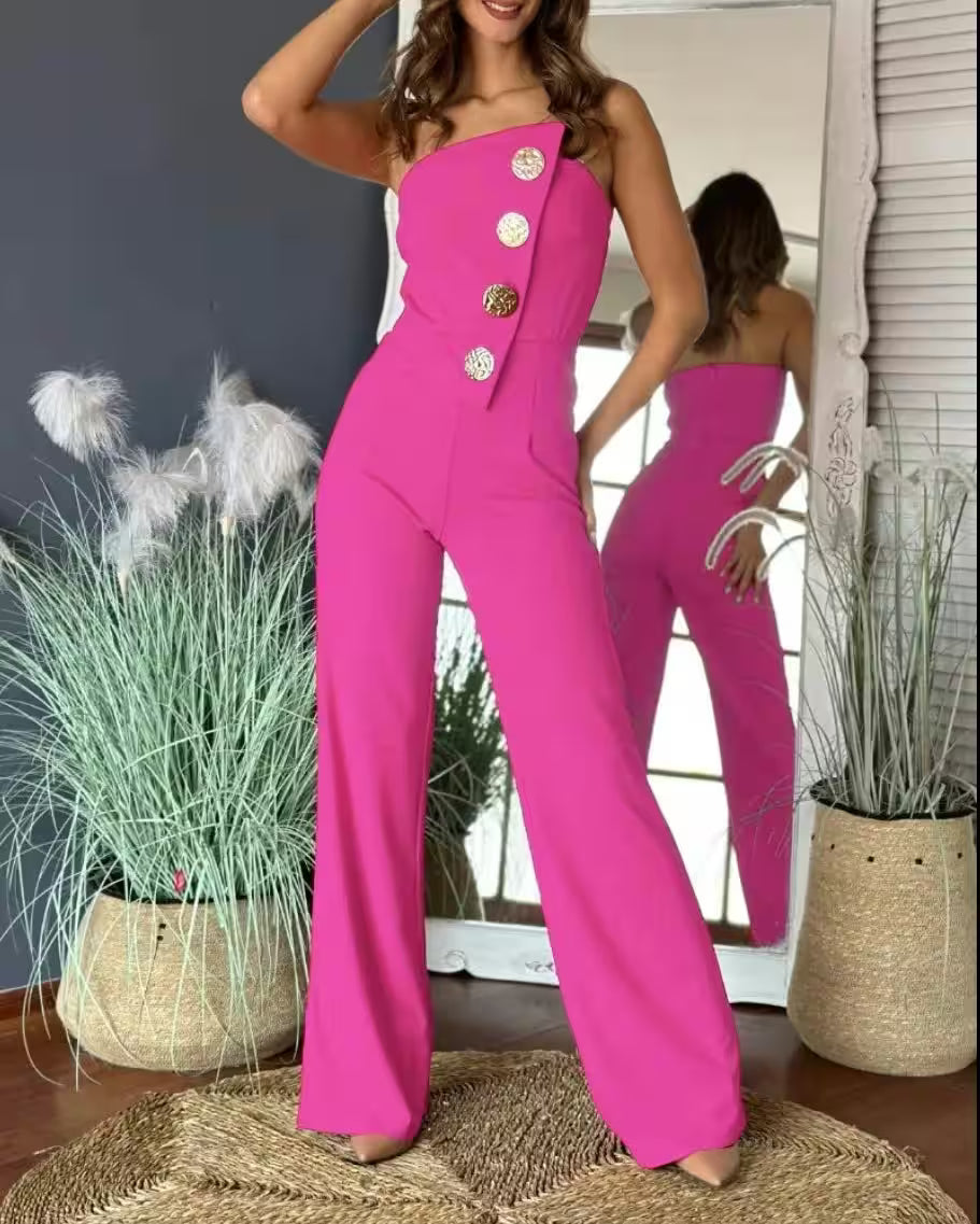 Sexy Asymmetrical Bandeau Strapless Jumpsuits - Additional View 8