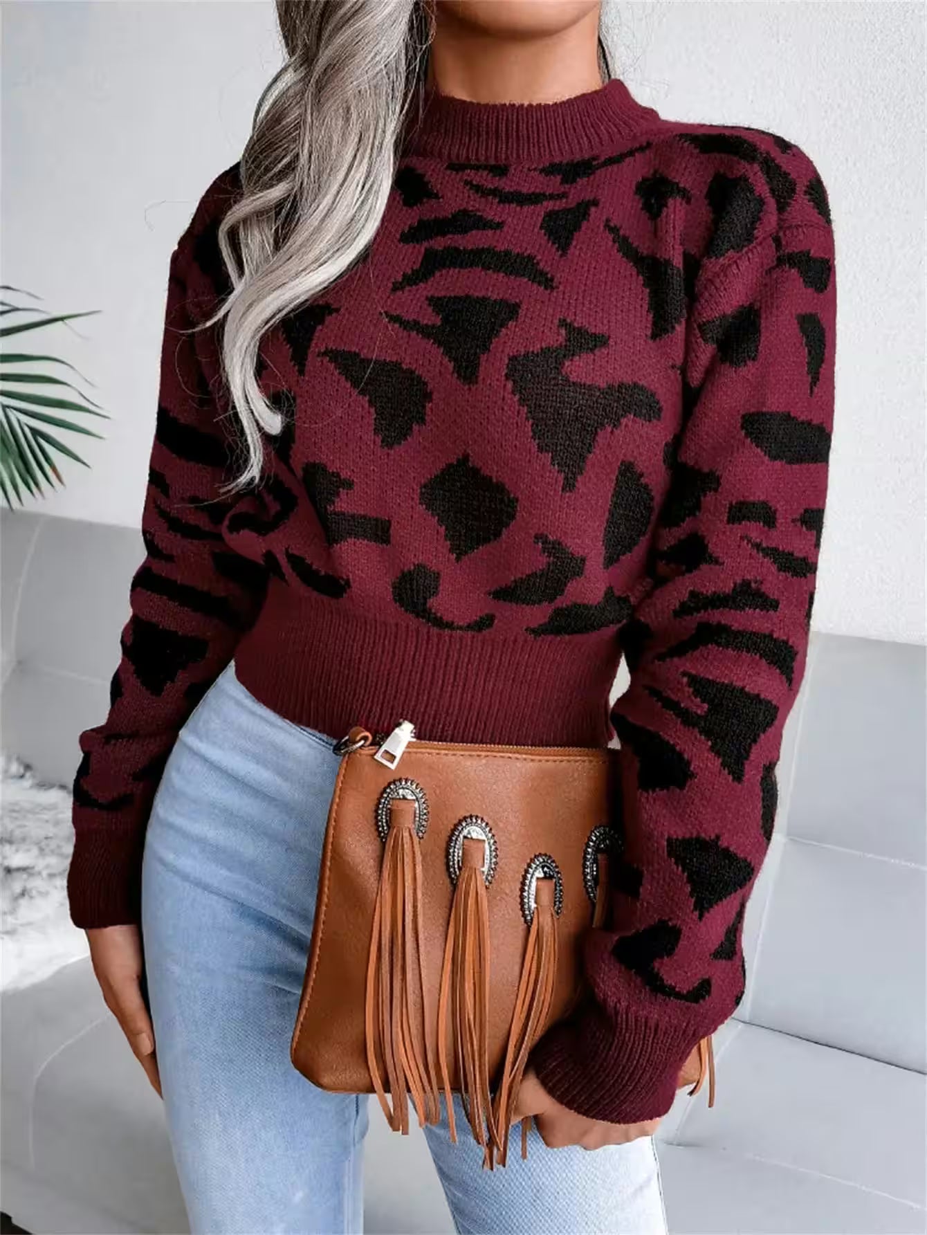 Collection Short Knitted Pullover Sweater Long Sleeve Top - Women's Fashion - View 5