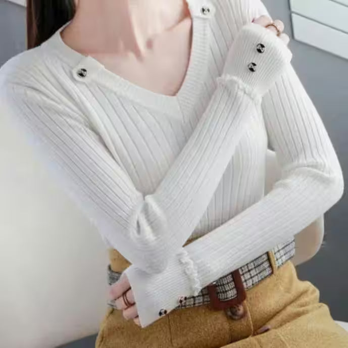 Slim-Fit Knit Long Sleeve Tops - Additional View 5