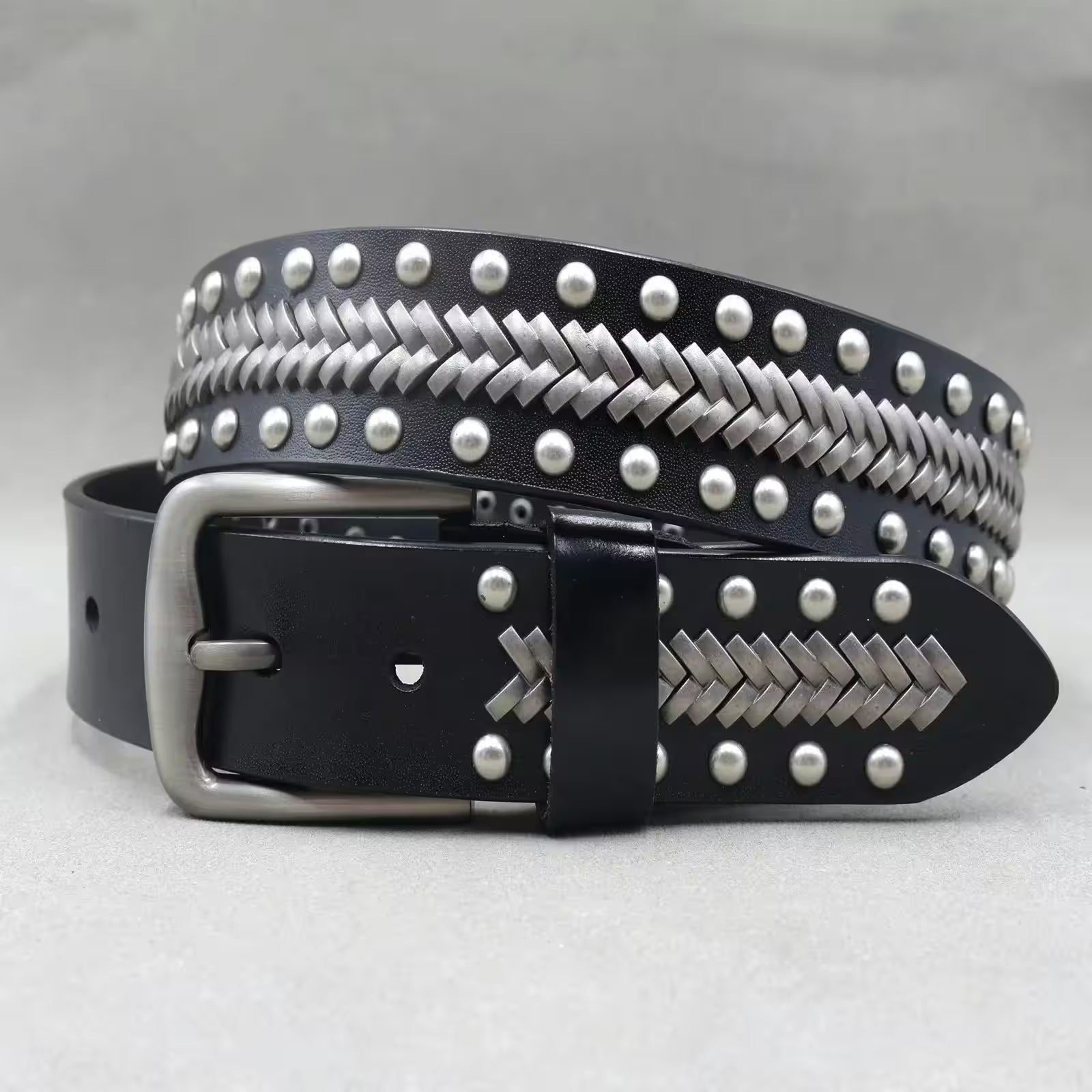 Nice Rivet Genuine Leather Belt Goth Style - Additional View 27