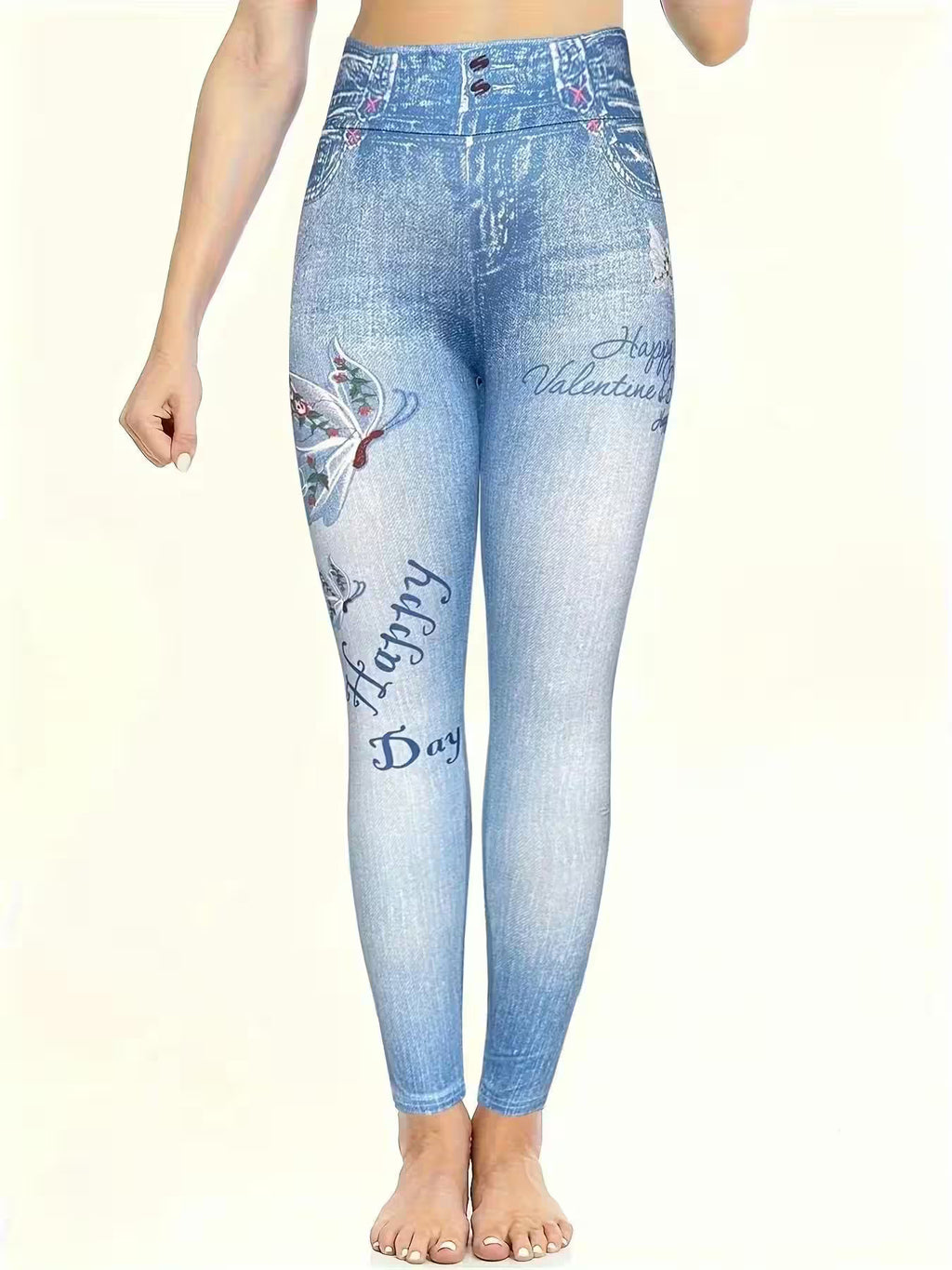 Butterfly Print Skinny Leggings - Additional View 9