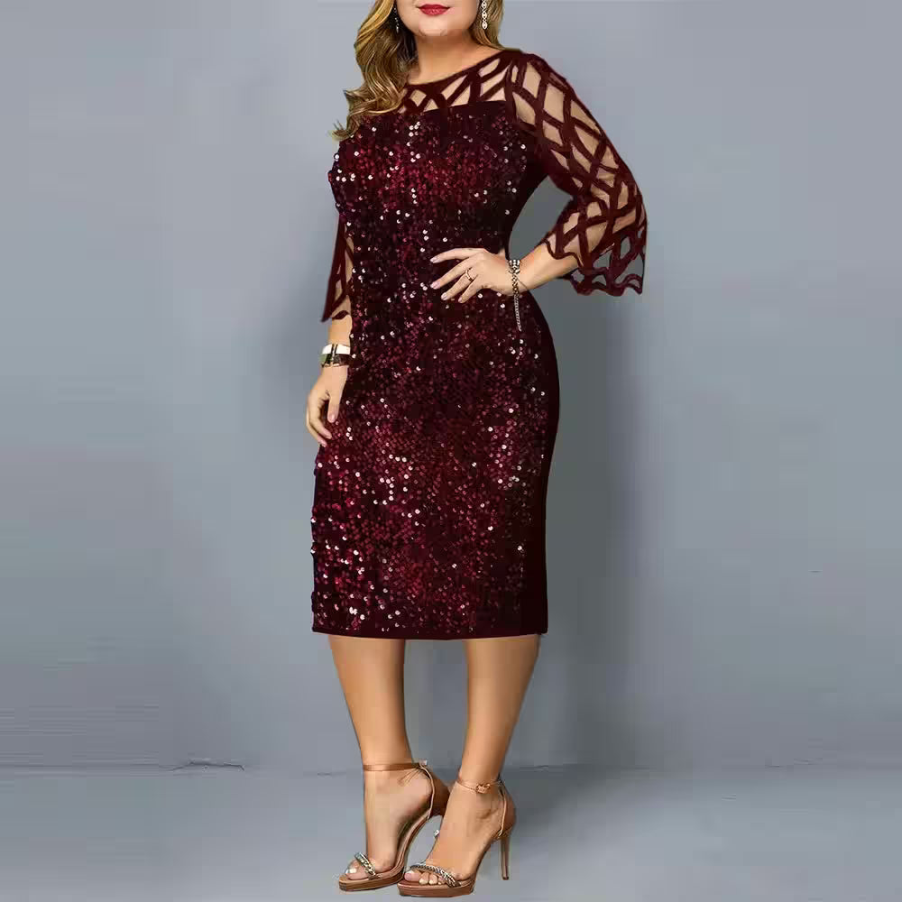 Party Dress 3/4 Sleeves Plus Size Mid - Additional View 4