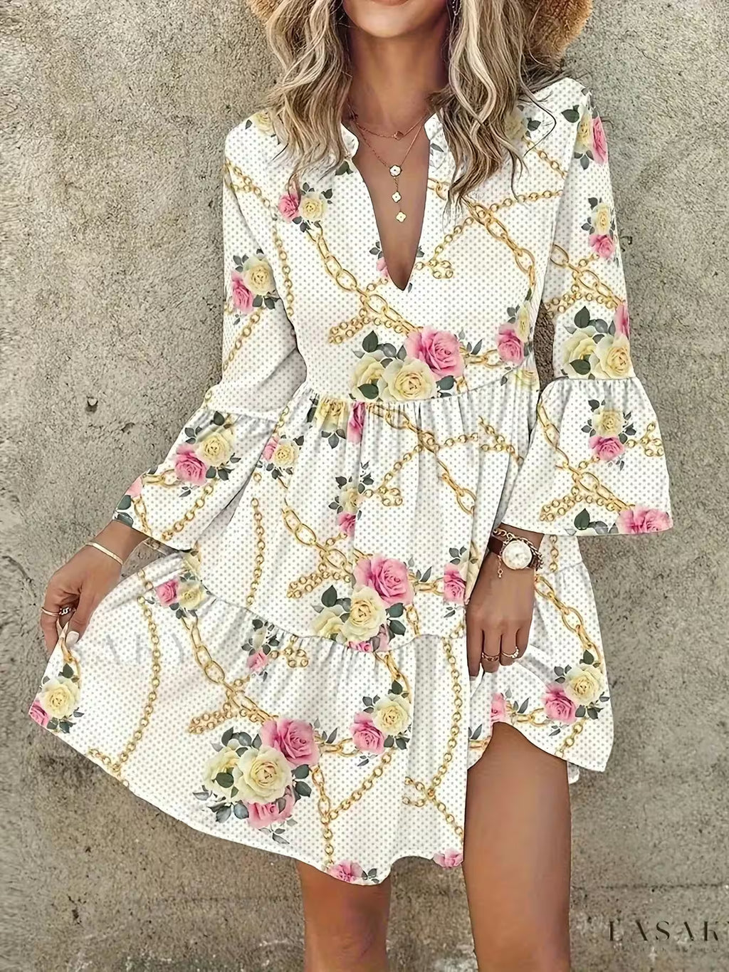 Plus Size Boho Dress Plus Allover Floral Print - Women's Fashion - View 5