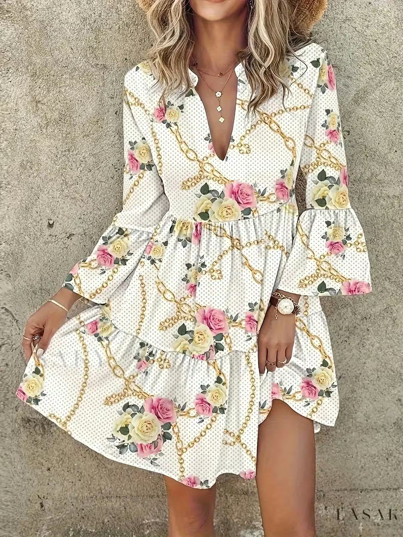 Plus Size Boho Dress Plus Allover Floral Print - Women's Fashion - View 5