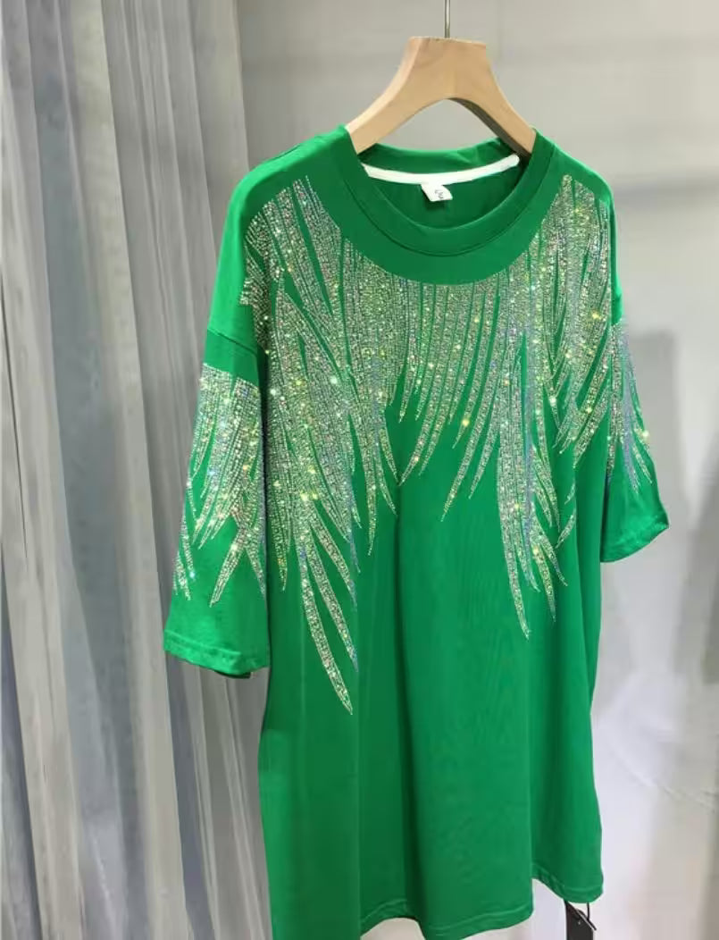 L-4XL Plus Size Tops Rhinestone Graphic T-shirts - Additional View 8
