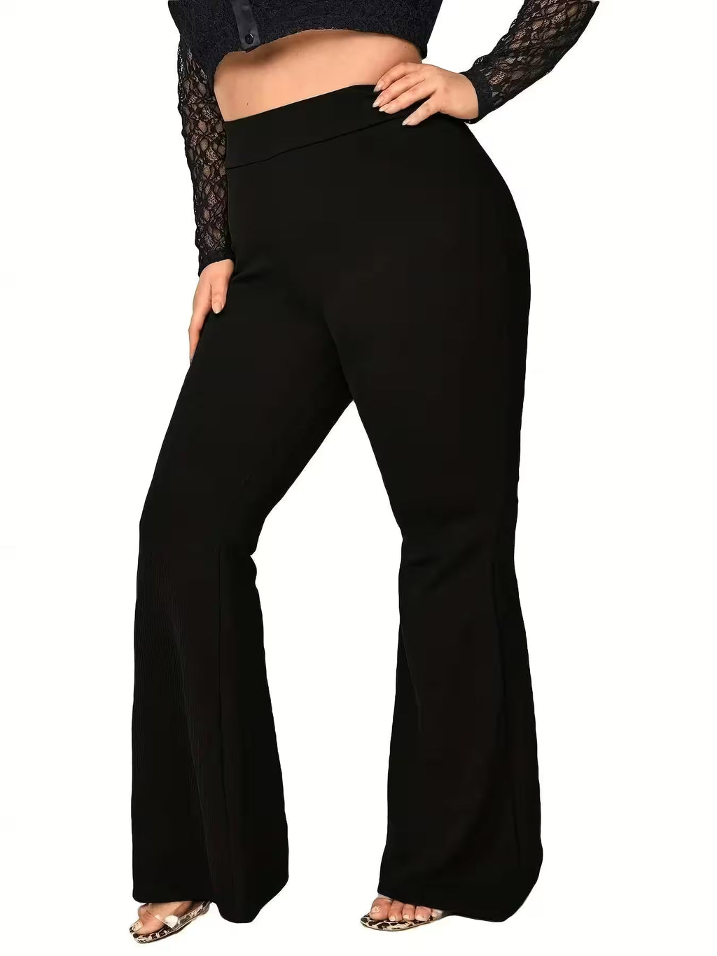 Plus-size British street style fashion flared pants - Additional View 4