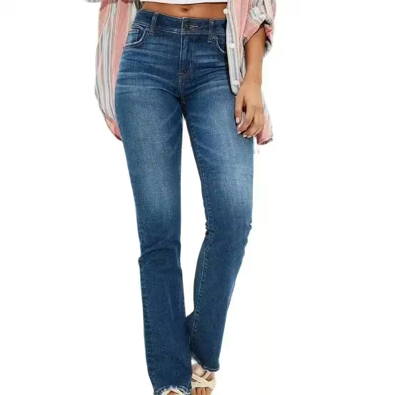 Tops - High Waist Hip Lift Straight Jeans