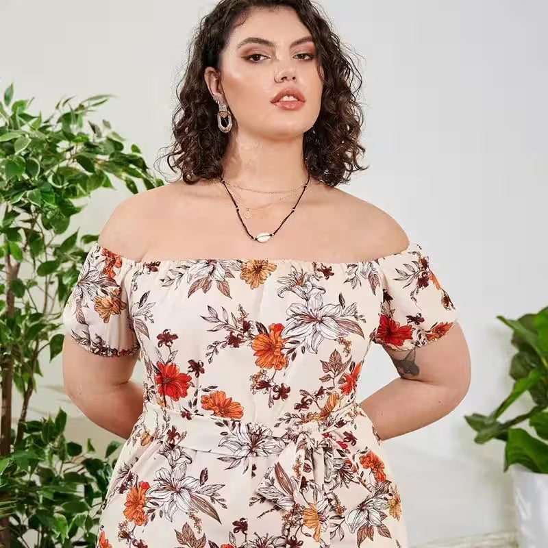 Plus Size Floral Print Elegant Jumpsuits - Additional View 4