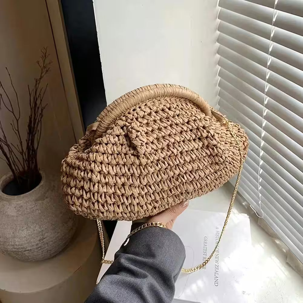 Bag Chain Strap Straw Stylish Crossbody - Flair Feminine