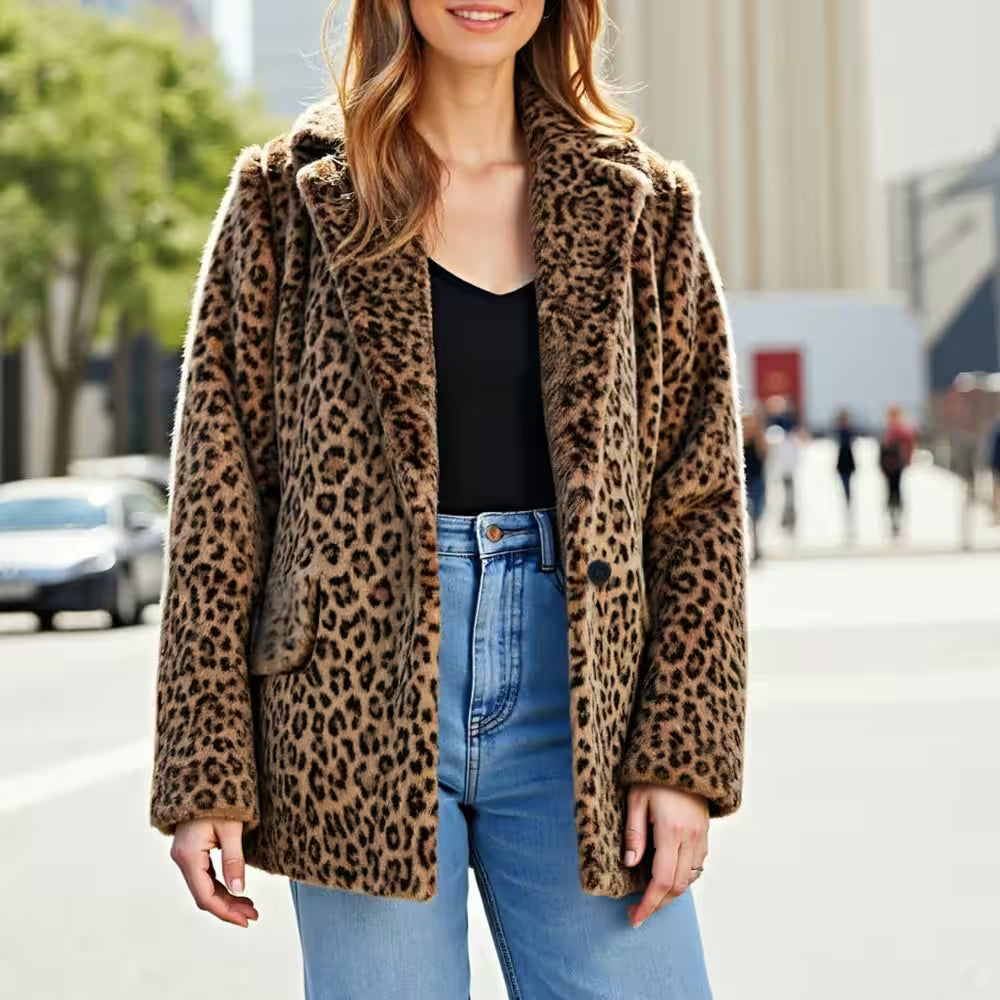 Jackets Leopard Single Button Long Sleeve Lapel Fashion - Additional View 3