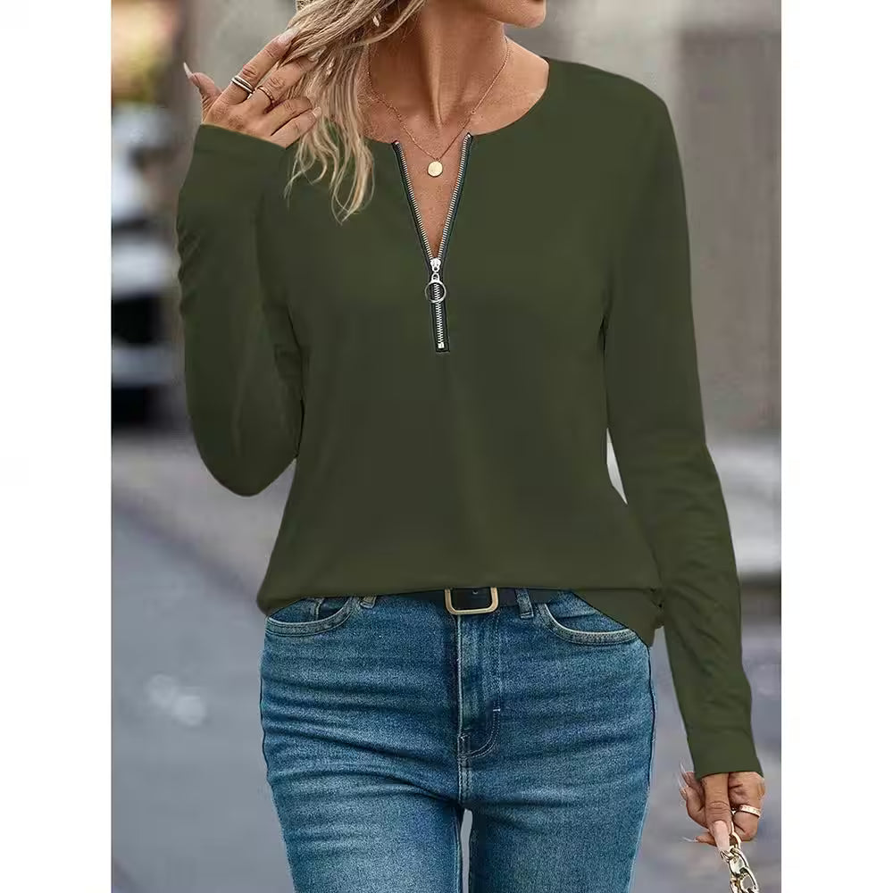 T-shirts Daily Zippe Long Sleeve Casual - Additional View 6