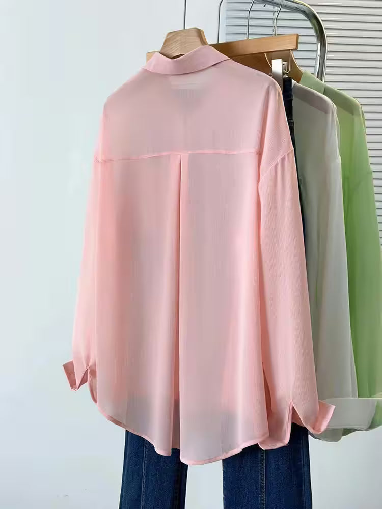 Plus Size Shirt Arrivals Long Sleeve Chiffon - Additional View 2