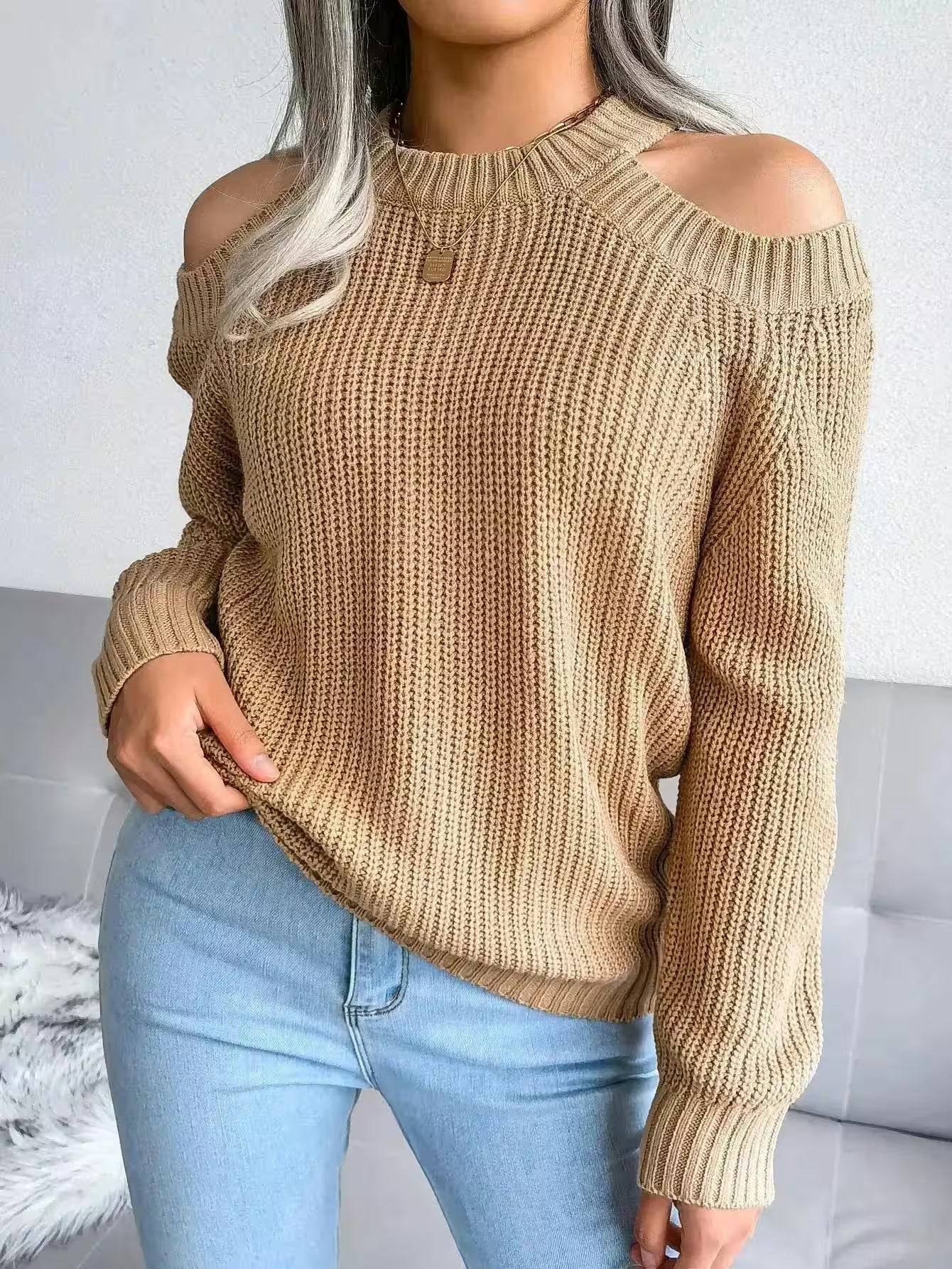 Casual Long Sleeve Knitted Pullover - Women's Fashion - View 8