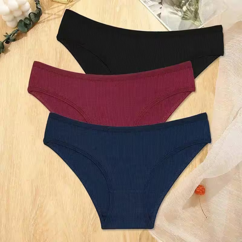 3Pcs/set  Waffle Cotton Panties S-XL - Additional View 19