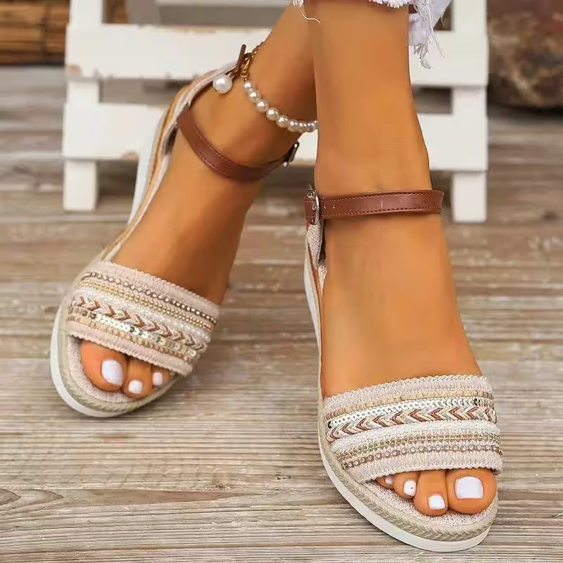 Casual Wedge Sandals - Women's Fashion - View 3