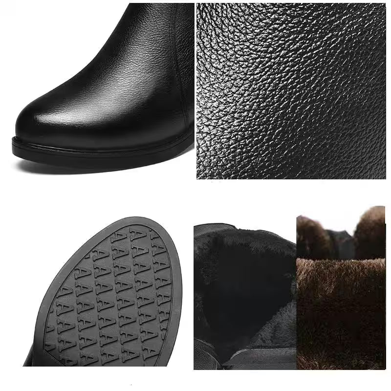 Genuine leather mid calf boots - Additional View 4
