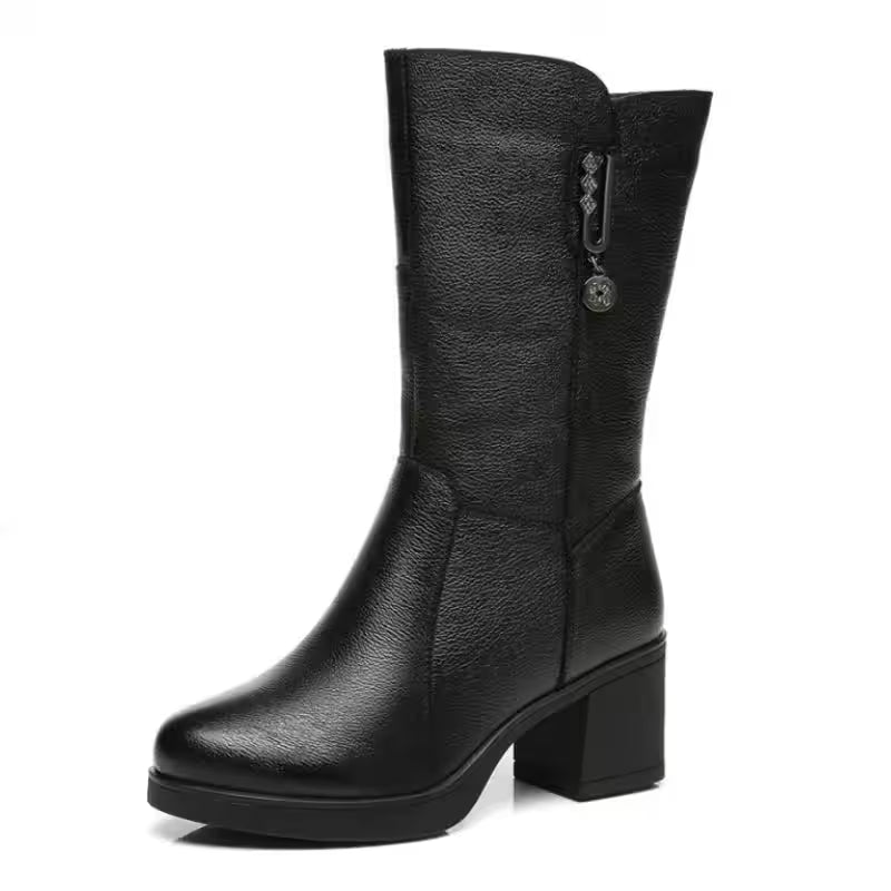 Rings - Genuine leather mid calf boots