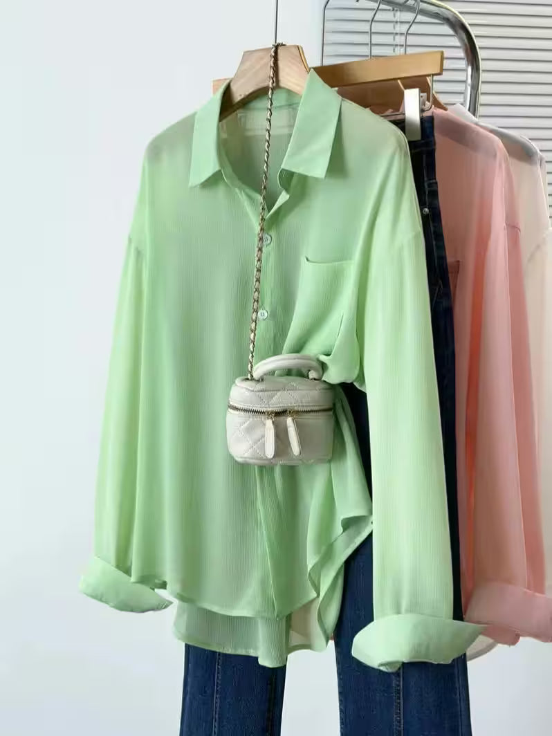 Plus Size Shirt Arrivals Long Sleeve Chiffon - Additional View 4